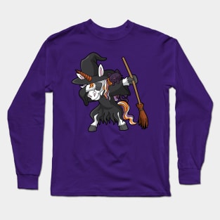 Dabbing Unicorn Witch Halloween Long Sleeve T-Shirt